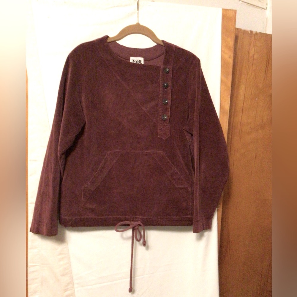 PRAIRIE UNDERGROUND Corduroy ,boxy ,tie front Blouse SZ M casual
